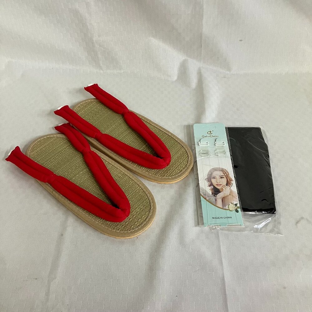Todoroki Shoto Anime Clog Japanese Flip Flops Sandal & Socks Silicone Bra Straps